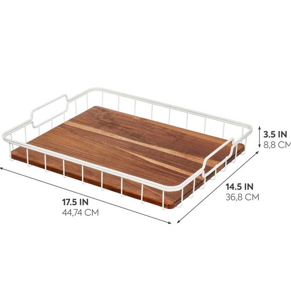 Idesign Other - The Ría Safford Collection by iDesign Acacia Wood and Wire Serving Tray